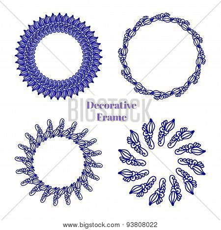 Doodle frames vector set. Decoration of photos scrapbooking web project template for invitations. Hand-Drawn doodles brush wreath and Design elements.