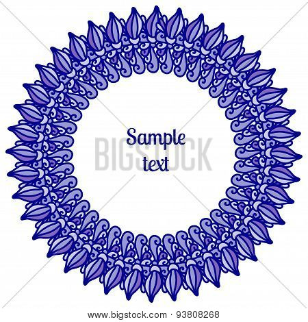 Decorative doodle drawing ornamental frame wreath . Nature design.