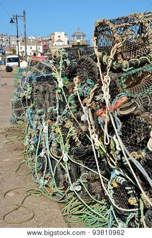Fishing Nets And Pots At Saint Ives, Cornwall, England