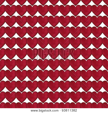 Watercolor red hearts seamless pattern. Painting vector texture. Holiday background