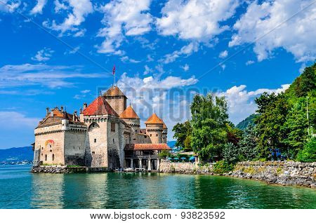 MONTREUX SWITZERLAND - AUGUST 18 2011 - Castle Chillon one of the most visited castle in Switzerland attracts more than 300000 visitors every year.