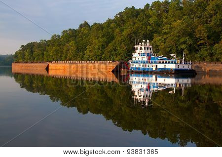 Tugboat And Barges