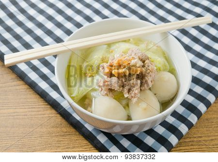 Chinese Cabbage Soup With Pork And Meat Ball
