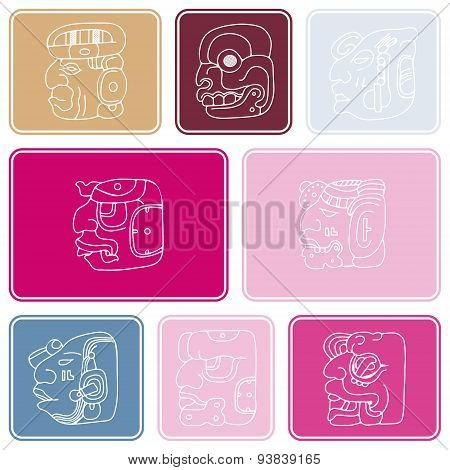 Seamless background with Maya head numerals glyphs