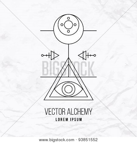 Vector geometric alchemy symbol