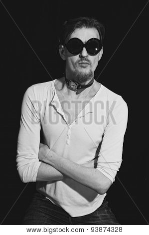 Young Man In Round Sunglasses