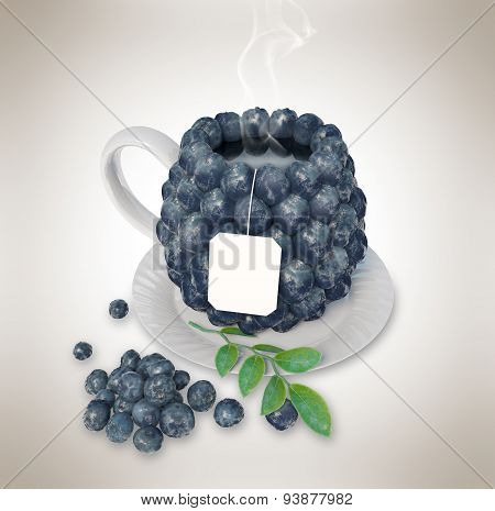 Blueberries tea cup