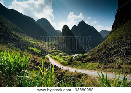 Amazing mountain landscape in Dong Van karst plateau global geological park, Hagiang, Vietnam
