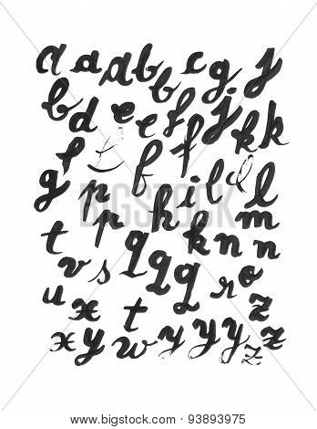Lowcase handwritten alphabet set