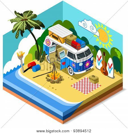 Beach Life Icon 3D Isometric