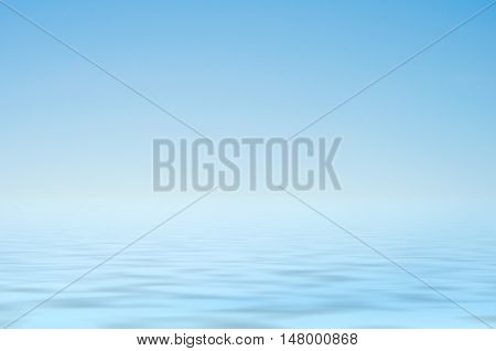 Peaceful background of blue Sky over rippling sea water. Real sky with artificial water effect.