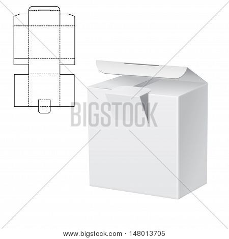 Vector Illustration of Diecut Craft Box for Design, Website, Background, Banner. Retail Folding package Template. Fold pack with dieline for your brand on it