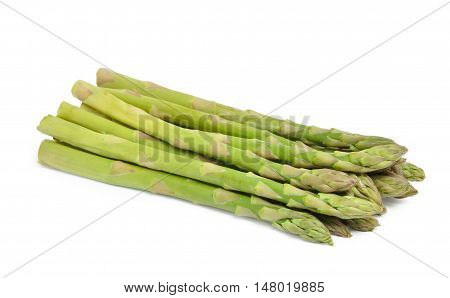 Ripe green asparagus isolated on white background