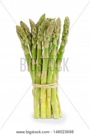 Ripe green asparagus isolated on white background
