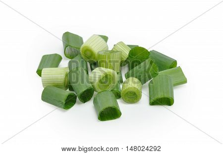 Chopped green onion isolated on white backgroun