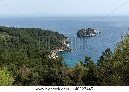 Panorama to Gramvousa island in Thassos,  East Macedonia and Thrace, Greece