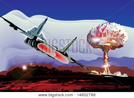 illustratie met jet en explosie