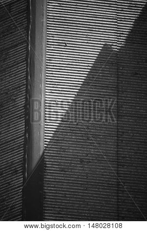 Abstract image of asian slums dense village house roof in black and white monochrome photo