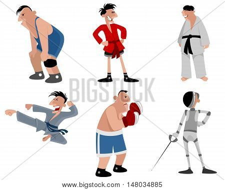 Vector illustration of a six fighters set