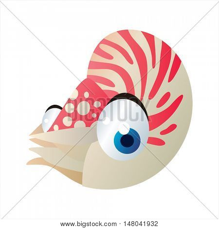 funny vector illustration of cute animal. Cartoon Sealife designs. Nautilus