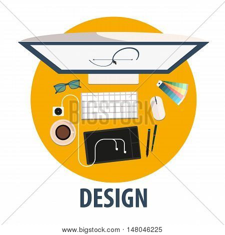 Design Flat Icon. Illustration Design. Freelance Profession