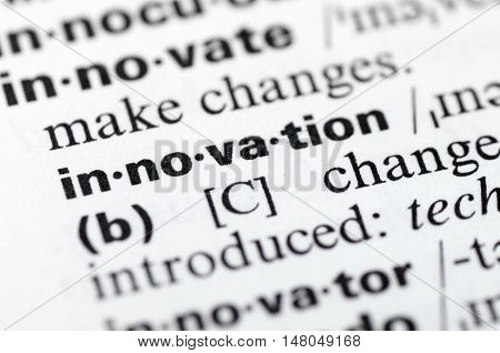 Innovation word dictionary definition novation close-up macro