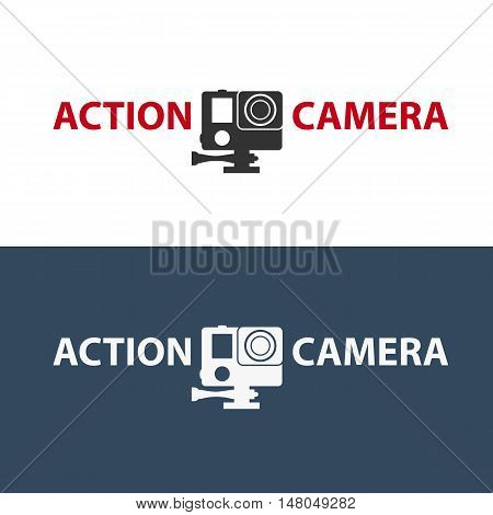 Action camera logo. Camera for active sports. Ultra HD. 4K