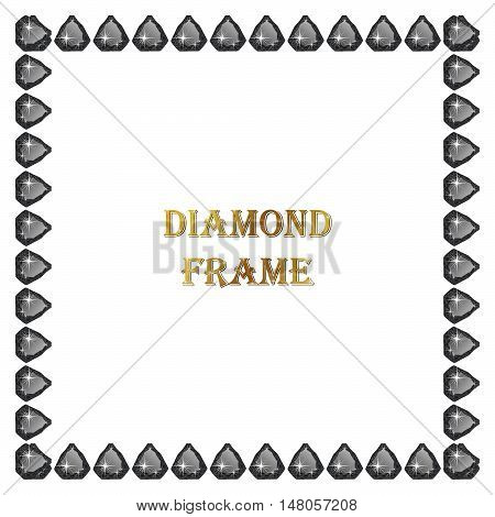 Diamonds square frame. Vector illustration jewelry. Abstract vector border on white background.