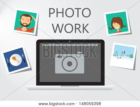 Photo work , Photo business. Journalist photographs illustration for your business presentation