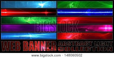 set 8. full web banner abstract light collection. standard size for full banner or leaderboard.