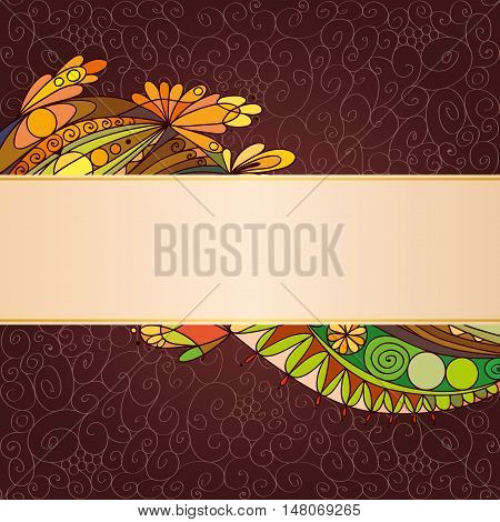 greeting card in yellow and broun colors