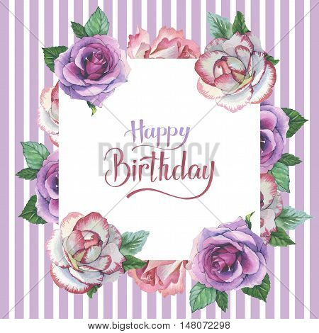 Wildflower rose flower frame in a watercolor style isolated. Full name of the plant: rose, platyrhodon, rosa. Aquarelle flower could be used for background, texture, pattern, frame or border.