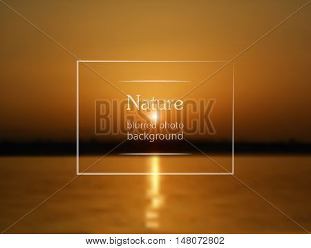 Abstract blurred vector background with frame for your text. Beautiful sunset.