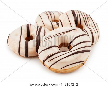 Delicious donuts isolated on white background. Food concept