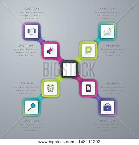 Vector illustration infographics eight options. Stock vector