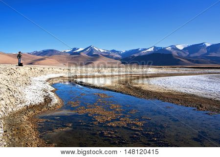 Tso Kar Salt Water Lake In Ladakh, India