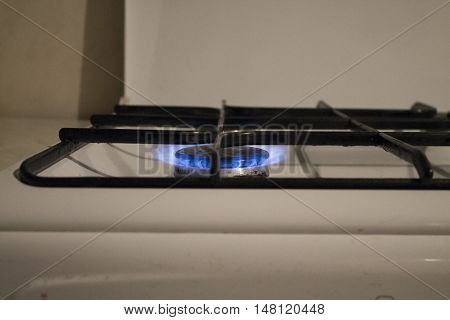 burning fire on a tile for cooking