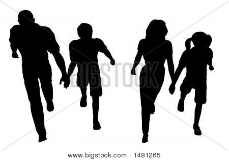 Famiglia a piedi dall'alto