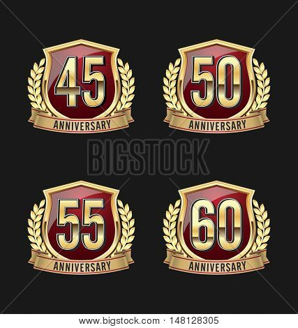 Set of 50th Year Anniversary Gold Badges.