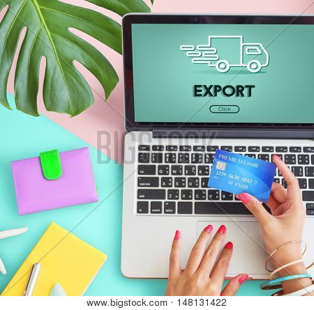 Import Export Shipment Truck Graphic Concept