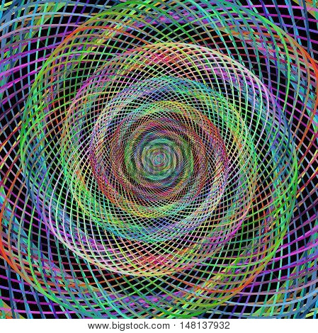 Multicolored computer generated wired spiral fractal background art