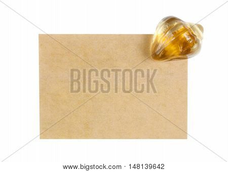 recycle paper note with paperweight on white included clipping path