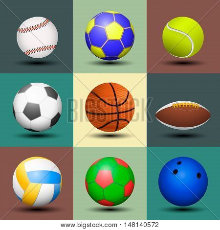 Sport ball set isolated. Vector color illustration.