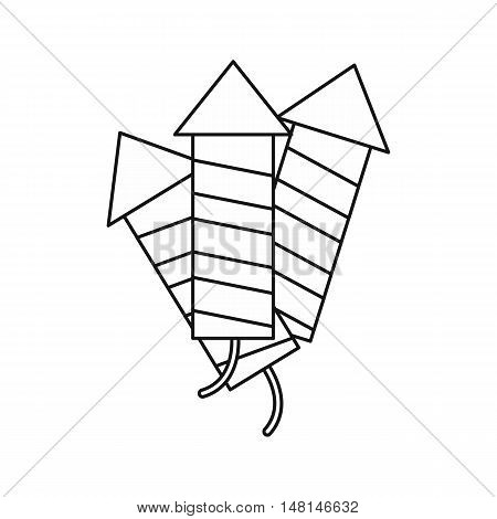 Firecrackers icon in outline style isolated on white background. Holiday symbol vector illustration