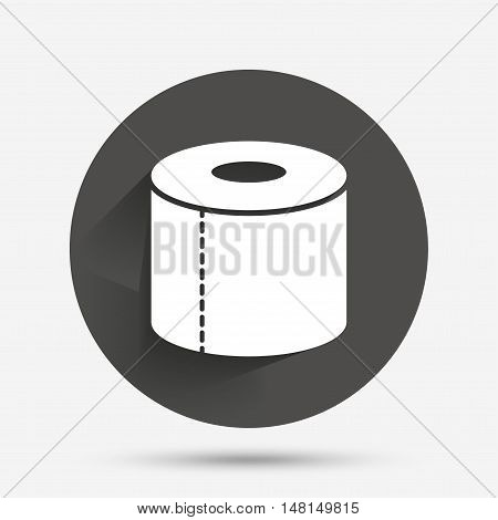 Toilet paper sign icon. WC roll symbol. Circle flat button with shadow. Vector