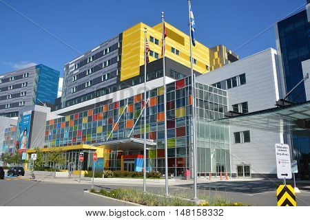 MONTREAL CANADA SEPTEMBER 14 2016: New McGill University Health Centre (MUHC) and shriners hospital a network of teaching and community hospitals