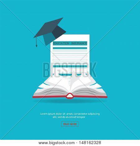Ensure protection insurance risk education flat design education conceptual vector illustration.