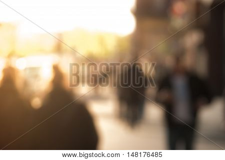 City commuters at sunset. Blurred background image for business, modile apps, and other uses.