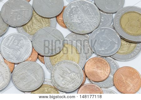 Coin Currency THB White background closeup detail