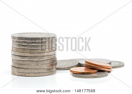 Coin Currency THB White background closeup detail